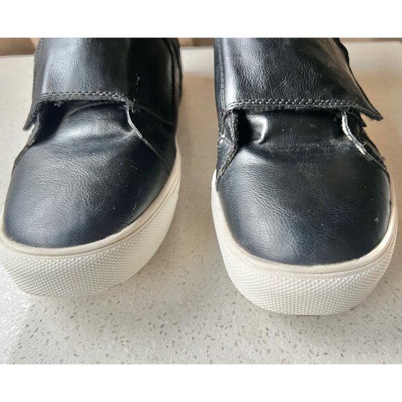 Black High-Top Sneakers With Velcro Strap Closure Size 6 Synthetic Leather Unise - Picture 5 of 10